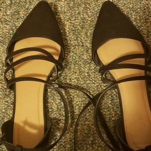 Black strappy flats